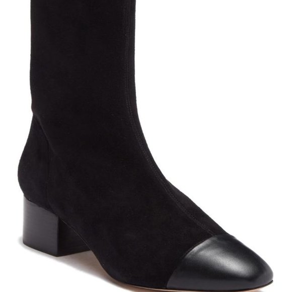 SCHUTZ Black Suede/Leather Stretch Boots - Picture 4 of 16